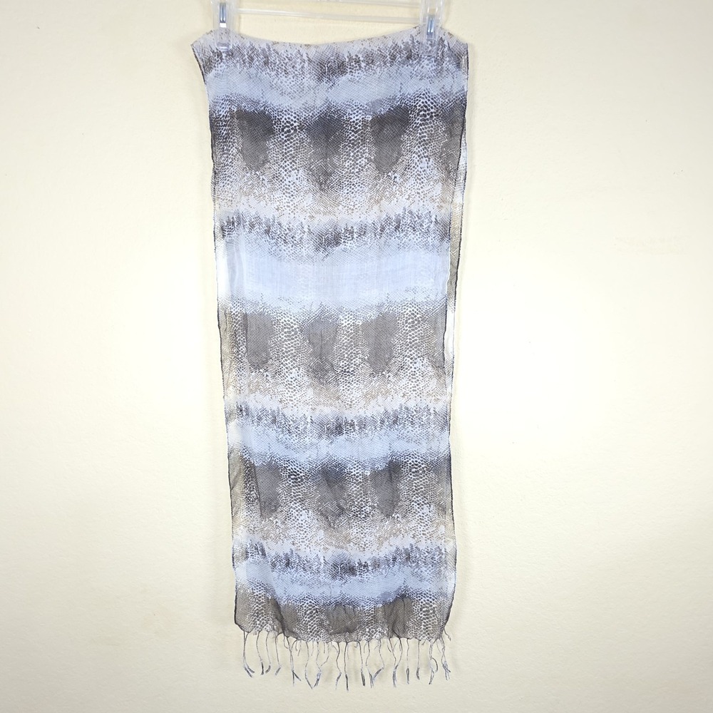 tan brown Animal Print Sheer Long Scarf‎ Lightweight Chiffon rectangular